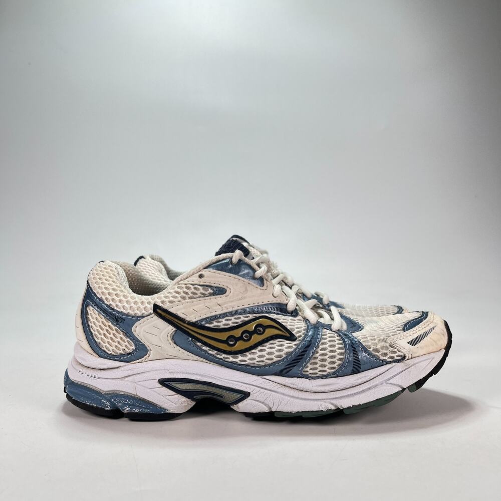 Saucony ProGrid Triumph 4 White Navy Retro Running Shoes 15021-1 Women's Size 7